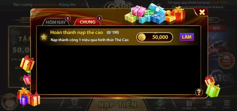 Hướng dẫn c&aacute;ch nhận khuyến m&atilde;i tại cổng game Go88