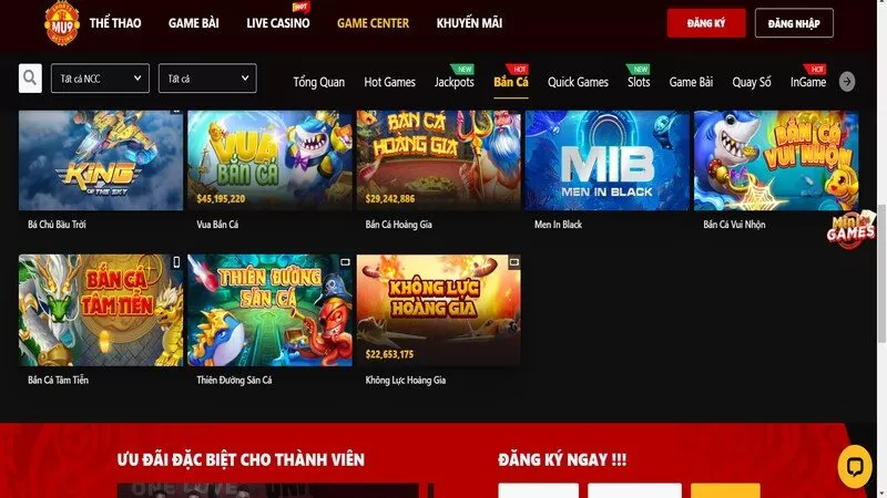 Bắn c&aacute; l&agrave; sảnh chơi cuốn h&uacute;t được đ&ocirc;ng đảo hội vi&ecirc;n tham gia tại MU9